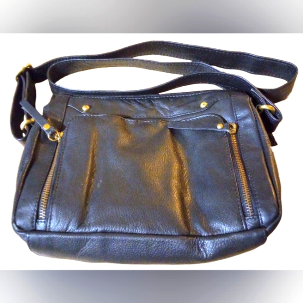 Great American Leather Works Black 💯% Leather Crossbody Bag